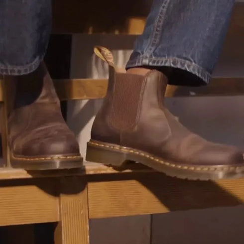 Dr Martens - 2976 YS Chelsea Boot Yellow Stitching Crazy Horse Brown