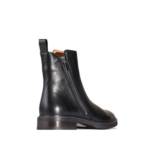 EOS Blaine Womens Black Leather Ankle Boot Zip