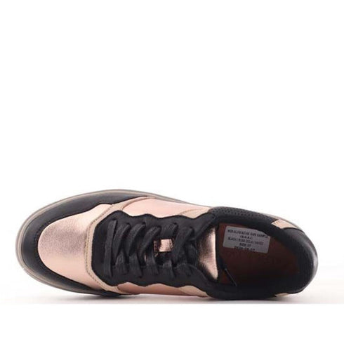 Alfie & Evie Isaac Black Leather Womens Platform Sneaker Rose Gold
