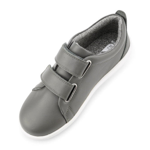 Bobux Kids + Plus Grass Court Smoke Grey Velcro Trainers 832446