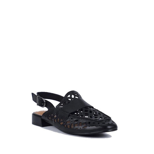 Bay Lane Prima Black Leather Sling Back Sandal