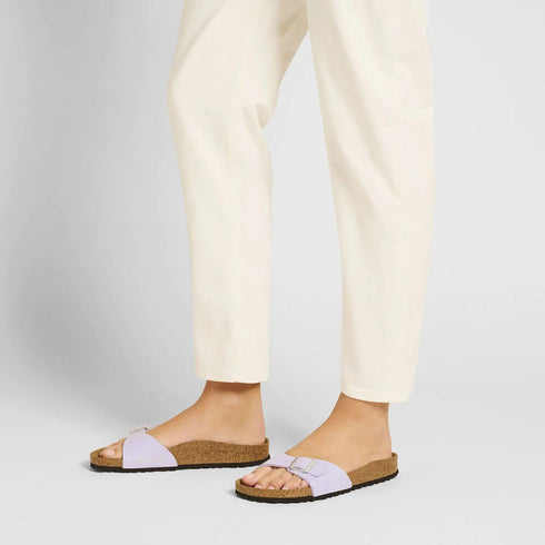 Birkenstock Madrid Womens Synthetic Vegan Slide Purple Fog Regular Width