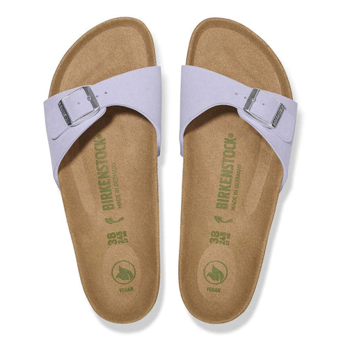 Birkenstock Madrid Womens Synthetic Vegan Slide Purple Fog Regular Width