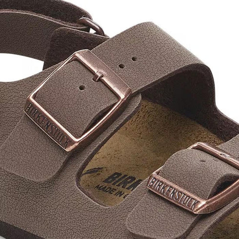 Birkenstocks Kids Milano AS Birkibuc Mocha Back Strap Sandal