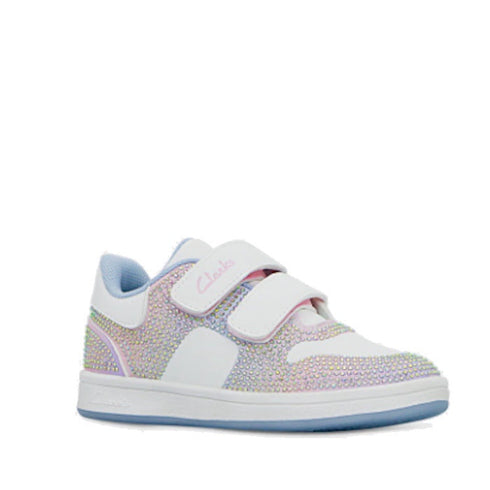 Clarks Danika Jnr White Rainbow Todddler Girls Sneaker