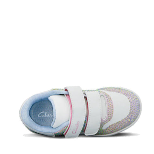 Clarks Danika Jnr White Rainbow Todddler Girls Sneaker