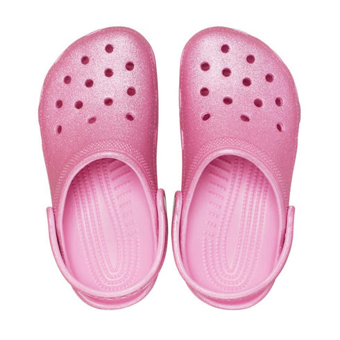 Crocs Kids Youths - Pink Tweed Shimmer Glitter Clog Classic K