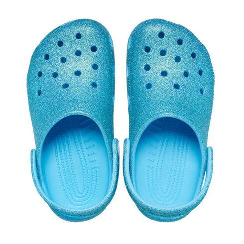 Crocs Kids - Youths Classic Clog K Iridescent Glitter Tinted Glass Aqua
