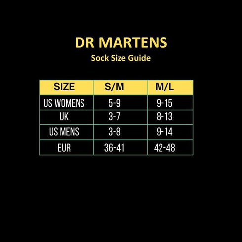 Dr Martens Socks Vertical Logo Unisex Black Yellow