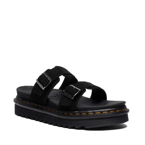 Dr Martens Myles Black E.H Long Napped Suede Sandal