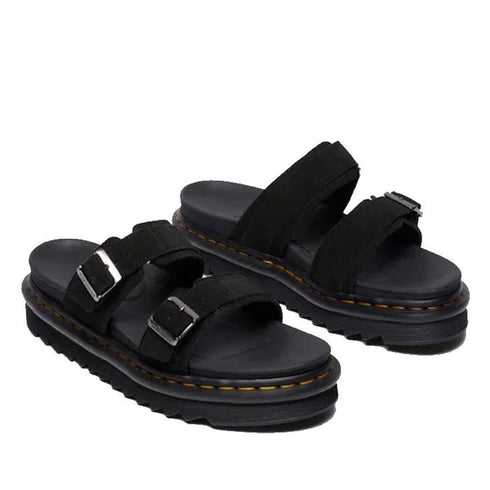 Dr Martens Myles Black E.H Long Napped Suede Sandal