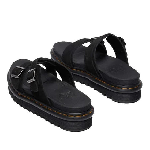 Dr Martens Myles Black E.H Long Napped Suede Sandal