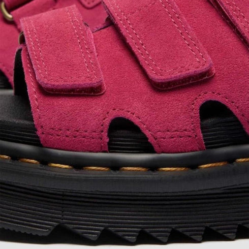 Dr Martens Raine Fuchsia Pink Greasy Suede Leather Slides