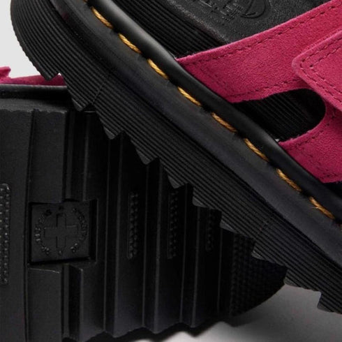Dr Martens Raine Fuchsia Pink Greasy Suede Leather Slides