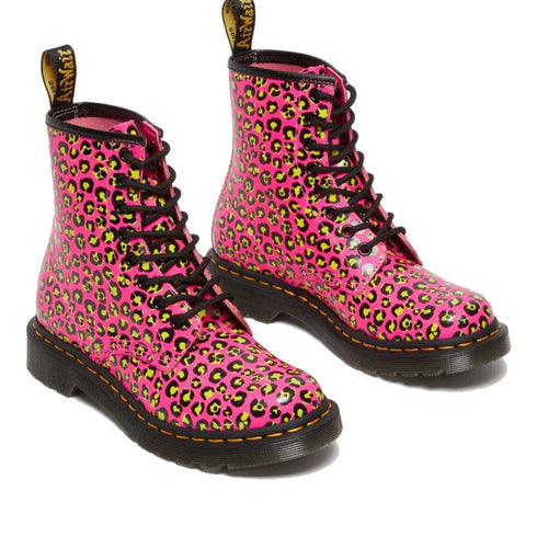 Dr Martens 1460 Loud Leopard Clash Pink 8 Eye Boot CLEARANCE