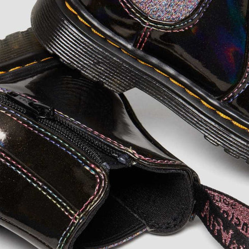 Dr Martens Kids Toddlers 2976 T Chelsea Boot Black Lightshow Sparkle Rays LAST ONE toddlers uk8
