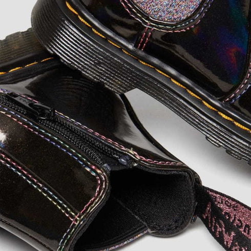 Dr Martens Kids Toddlers 2976 T Chelsea Boot Black Lightshow Sparkle Rays LAST ONE toddlers uk8