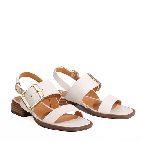 EOS Ikam Womens Bone Leather Low Heeled Sandal w/Back Strap