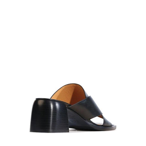 EOS Iso Black Leather Heeled Sandal