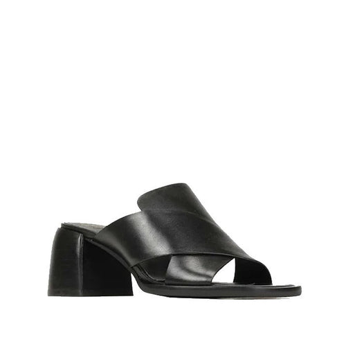 EOS Iso Black Leather Heeled Sandal