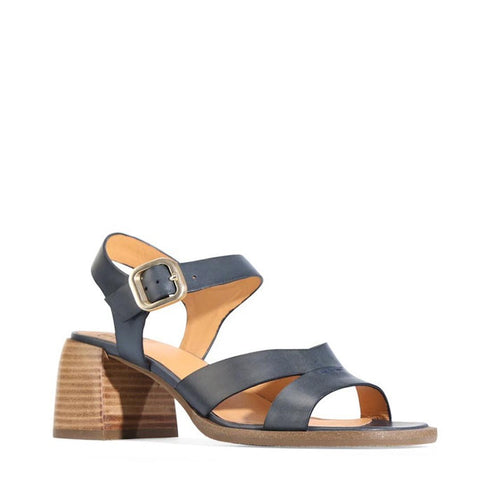 EOS Isoken Navy Leather Heeled Women's Sandal