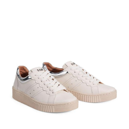 EOS Jolie Bone Beige Womens Leather Trainer With Zip