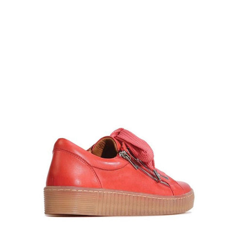 EOS Jovi Sunset Coral Womens Leather Trainer Lace Up with Zip