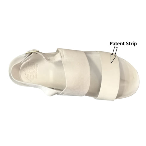 EOS Maite Flat Leather Sandal in White or Black/Cobalt