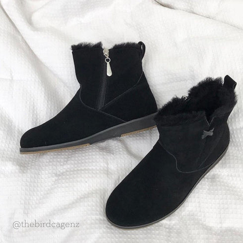 Emu Beach Mini 2.0 Black Suede Wool Boot