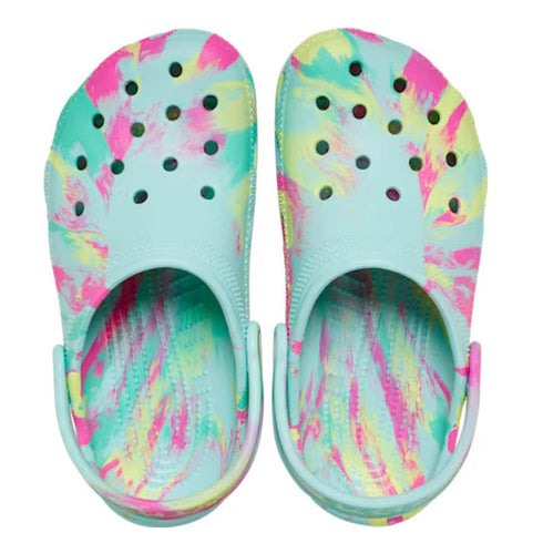 Crocs Kids - Marbled Clog Sandal Aqua Pink Youths