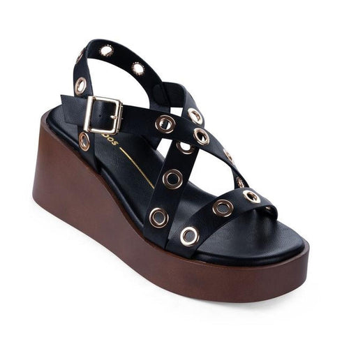 Los Cabos Lagos Black Womens Wedge Heel Sandal