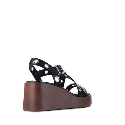 Los Cabos Lagos Black Womens Wedge Heel Sandal