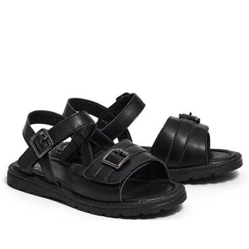 Pretty Brave Phoebe Girls Black Leather School Sandal