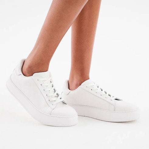 Rollies Womens Court Club All White Leather Trainer