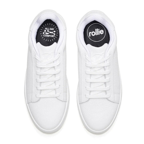 Rollies Womens Court Club All White Leather Trainer