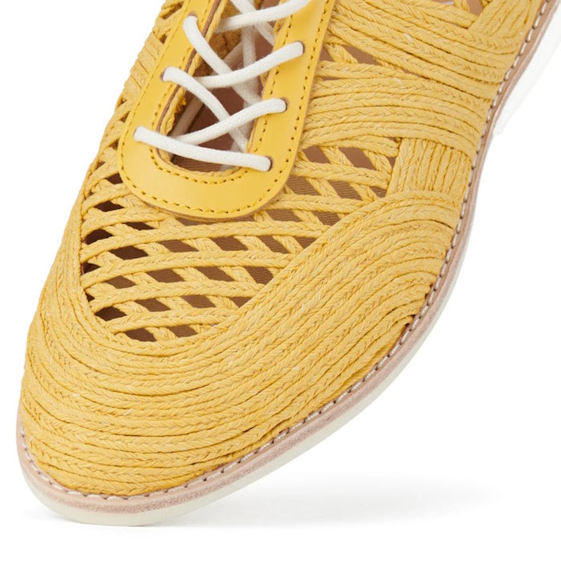 Rollie Womens Derby Open Weave Sunshine Yellow Trainer—cheerful sneaker with airy woven design, white laces, comfy sole, removable insole. ksnz, 9781760774691, 9781760774707, 9781760774714, 9781760774721, 9781760774738
