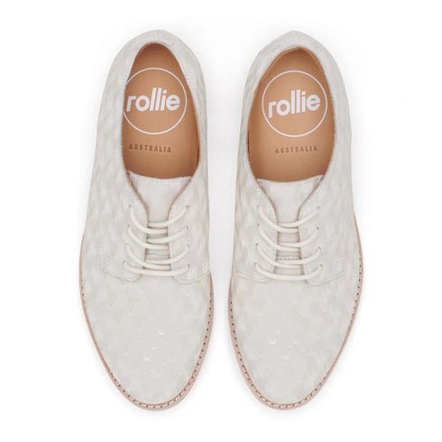 Rollie Womens Derby Bone Peacock Leather Shoe