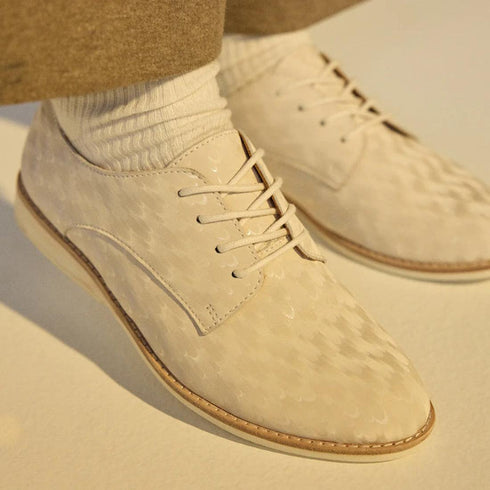 Rollie Womens Derby Bone Peacock Leather Shoe