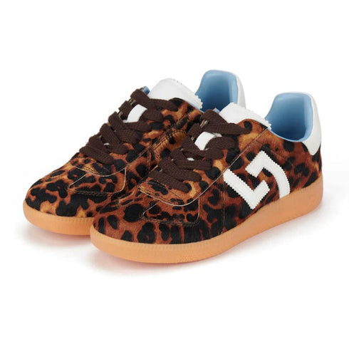Rollie Womens Pace Dark Camel Leopard Sneaker
