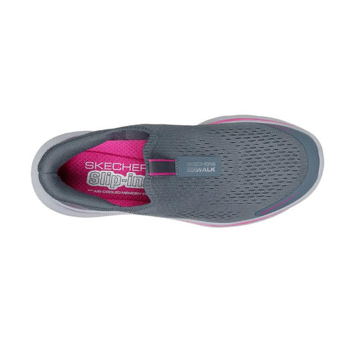 Skechers Womens Slip Ins Go Walk 7 Sarai Charcoal Grey Pink