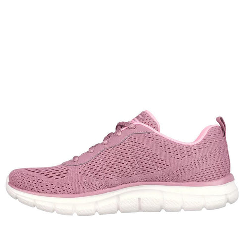 Skechers Womens Track - New Staple Lace Up Sneaker Dark Rose Pink