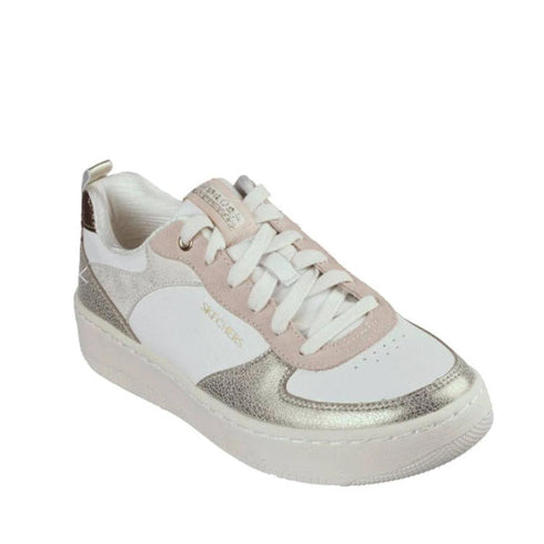 Skechers Sport Court 92 Sheer Shine White Pink Gold