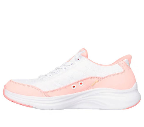 Skechers Womens Slip In Contour Foam Cozy Fit White Hot Coral Sneakers