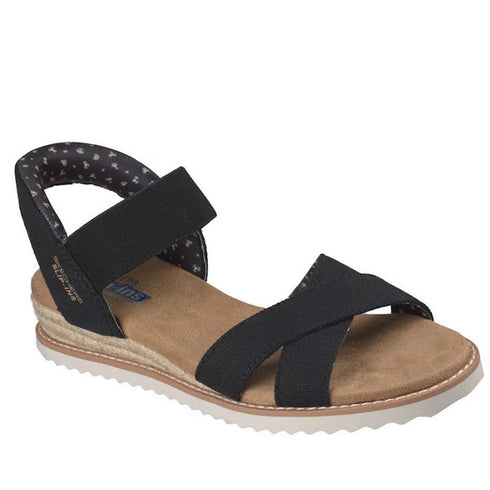 Skechers Womens Bobs Desert Kiss Golden Lily Black SLIP IN