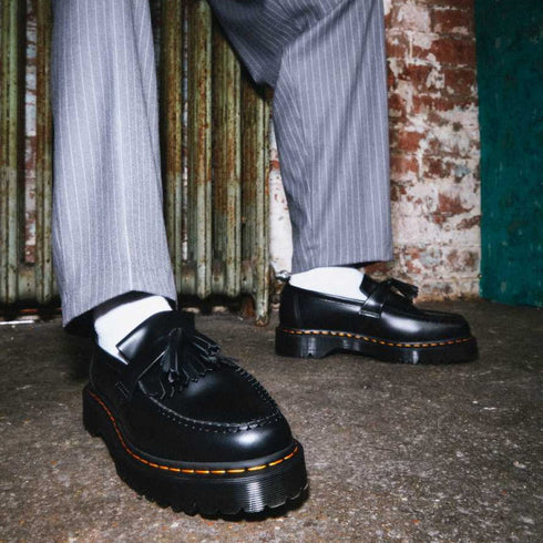 Dr Martens Adrian Bex Black Smooth Platform Loafer Shoes CLEARANCE