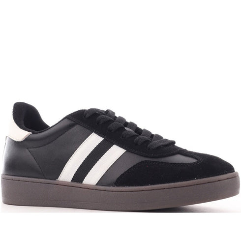 Alfie & Evie Attitude Suede Womens Sneaker Black White