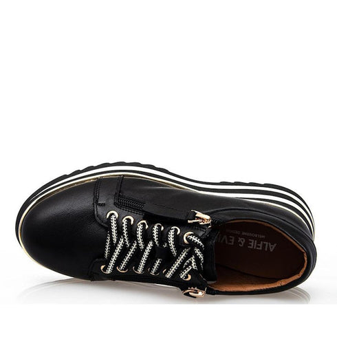 Alfie & Evie Hosting Womens Leather Shoe Platform Black