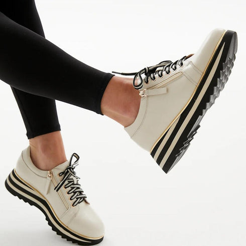 Alfie & Evie Hosting Womens Leather Shoe Platform Cream