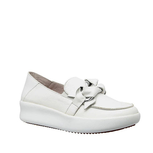 Alfie & Evie Mafia Loafer Slip On White Leather