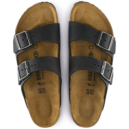 BIRKENSTOCK Arizona Oiled Leather Black Narrow Width